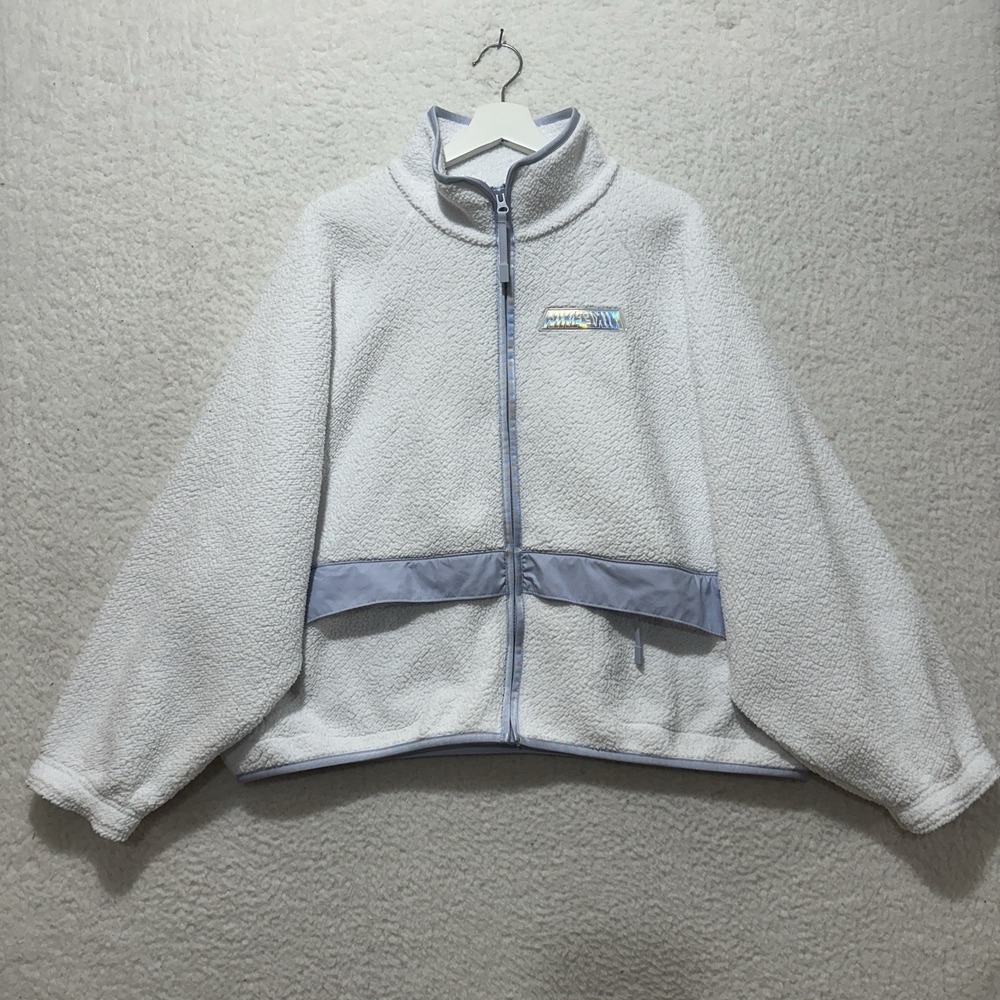 Nike‎ Women's Sportswear Swoosh Sherpa Jacket Full Zip White DD9076-100 Size XL